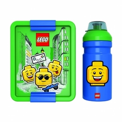 LEGO® ICONIC Boy svačinový set (láhev a box) - modrá/zelená 
