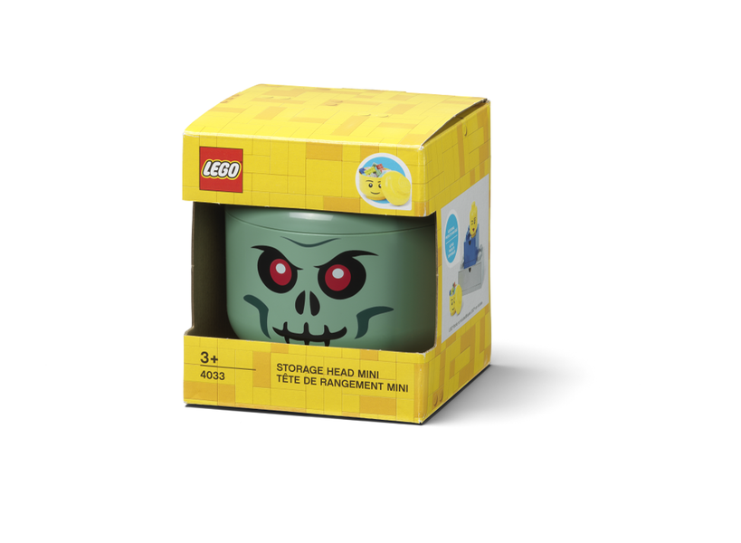 LEGO® úložná hlava (mini) - zelený kostlivec